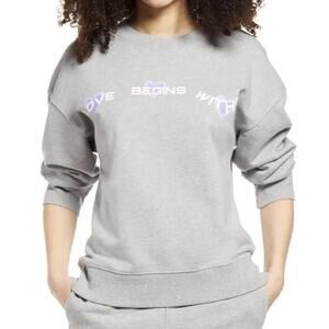 BP Gray Sweatshirt with Lavender Text